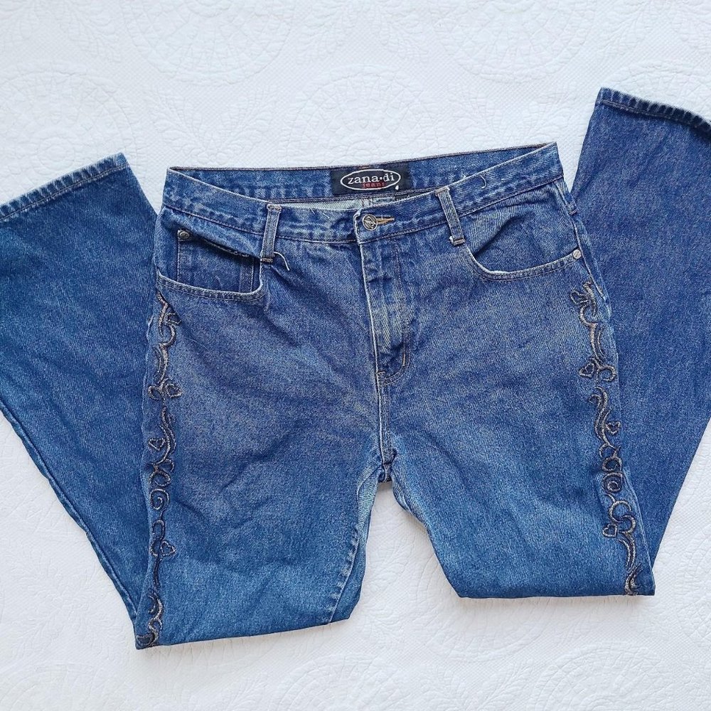 Vintage y2k Zana Di Heart Embroidered Flare Jeans